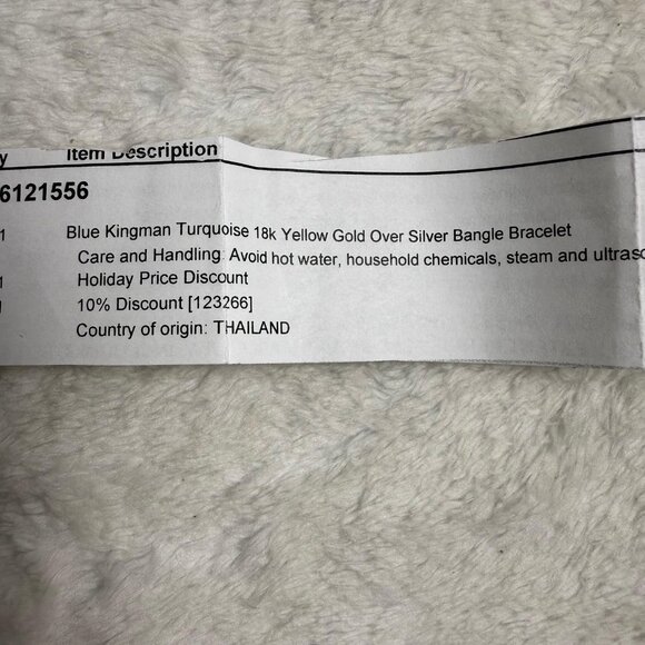 Blue Kingman Turquoise Bangle Bracelet 18k Gold Over Silver JTV Vintage 8" Jewel - Picture 7 of 10